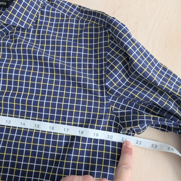 🇩🇪BOSS Blue and Yellow Casual Button Down Shirt - Picture 7 of 10